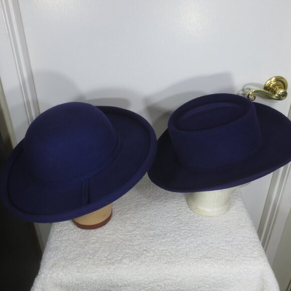 NEW Something Special Hats Lot of 2 Purple Wool Wide Brim Bowler & Bolero Size 7 main image 13